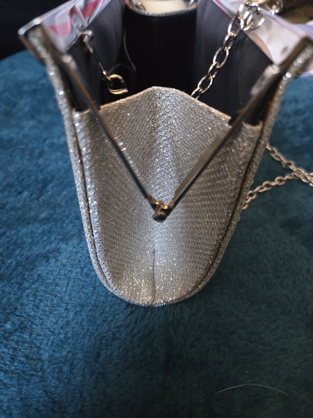 Sparkling Charming Charlie RSVP Silver Crystal Evening Clutch - Picture 4 of 9